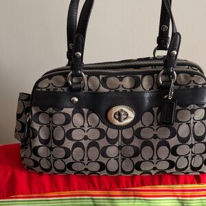 Coach Black and Cream Shoulder Bag